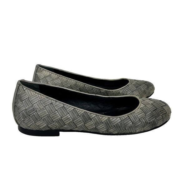 Cole Haan Woven Braided Gray Leather Ballet Flats Classic Slip On Shoes Womens 7 - Picture 3 of 13